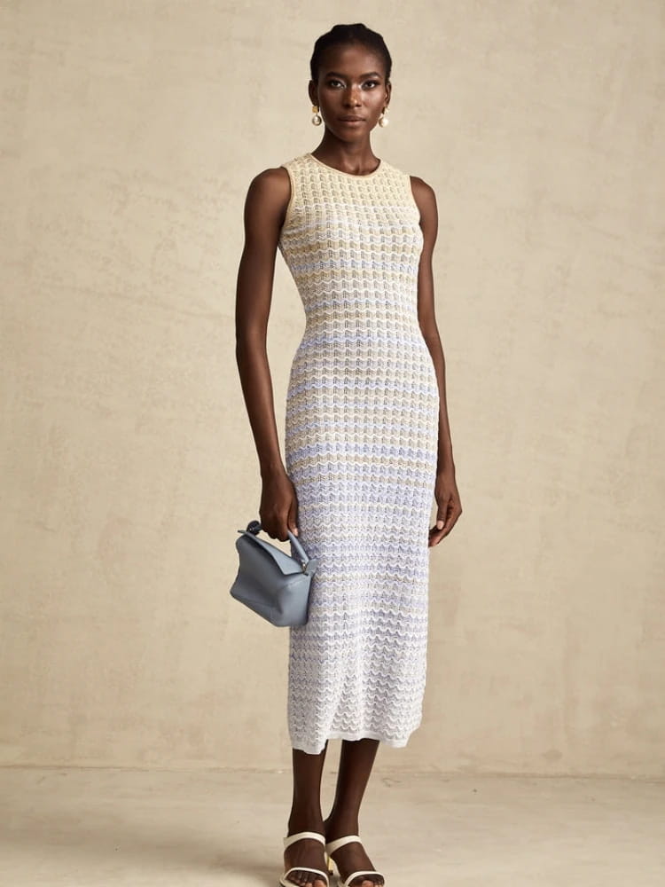 Women Knitted Dress Slim Sleeveless