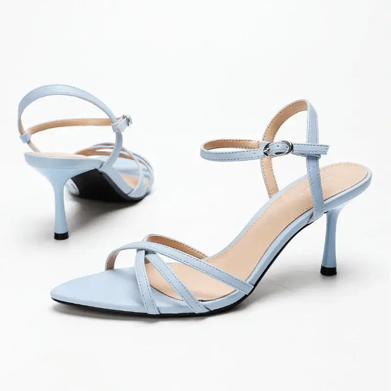 Fashion Square Toe Ankle Strap Buckle Slide Sandals