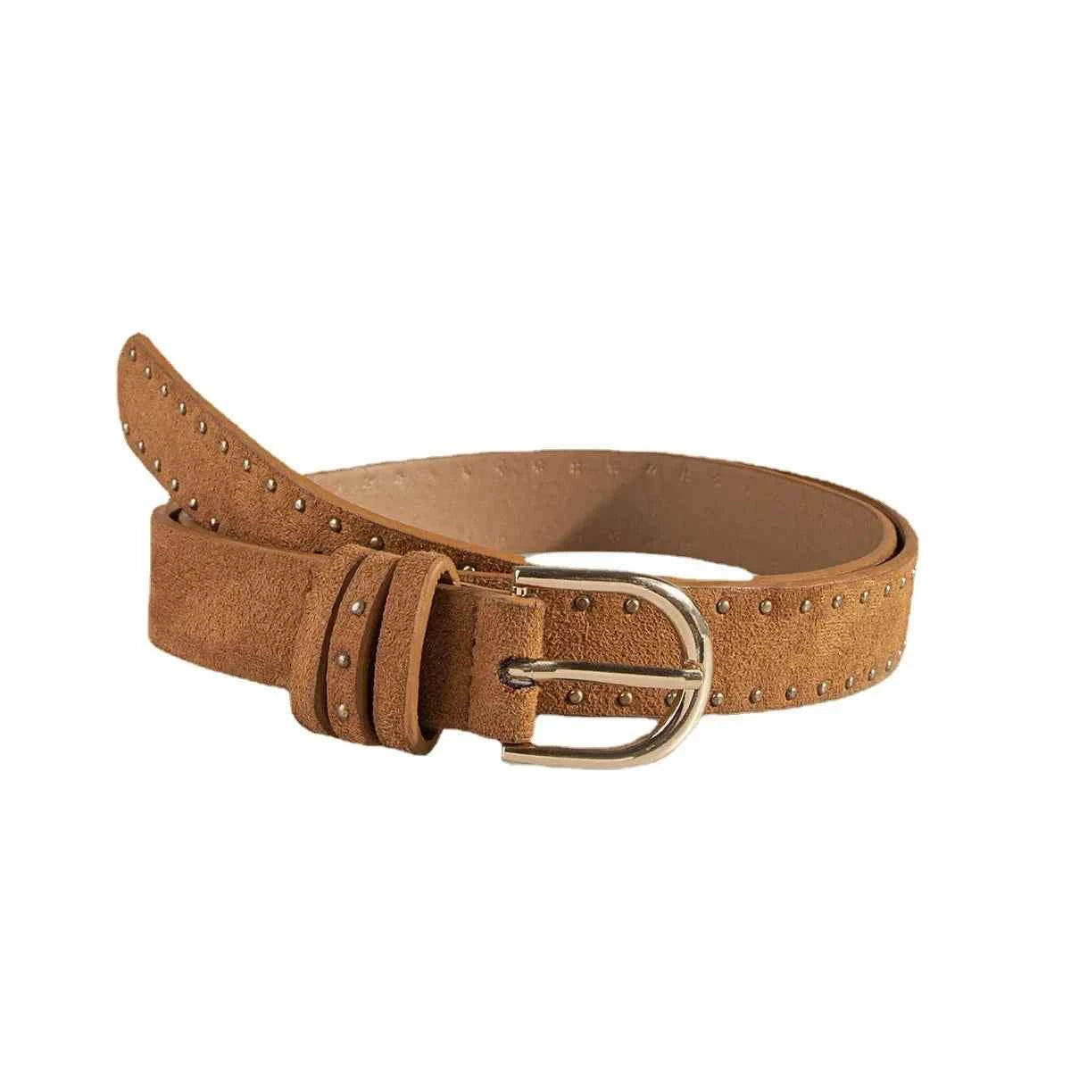 Women Color Suede With Rivets Belt