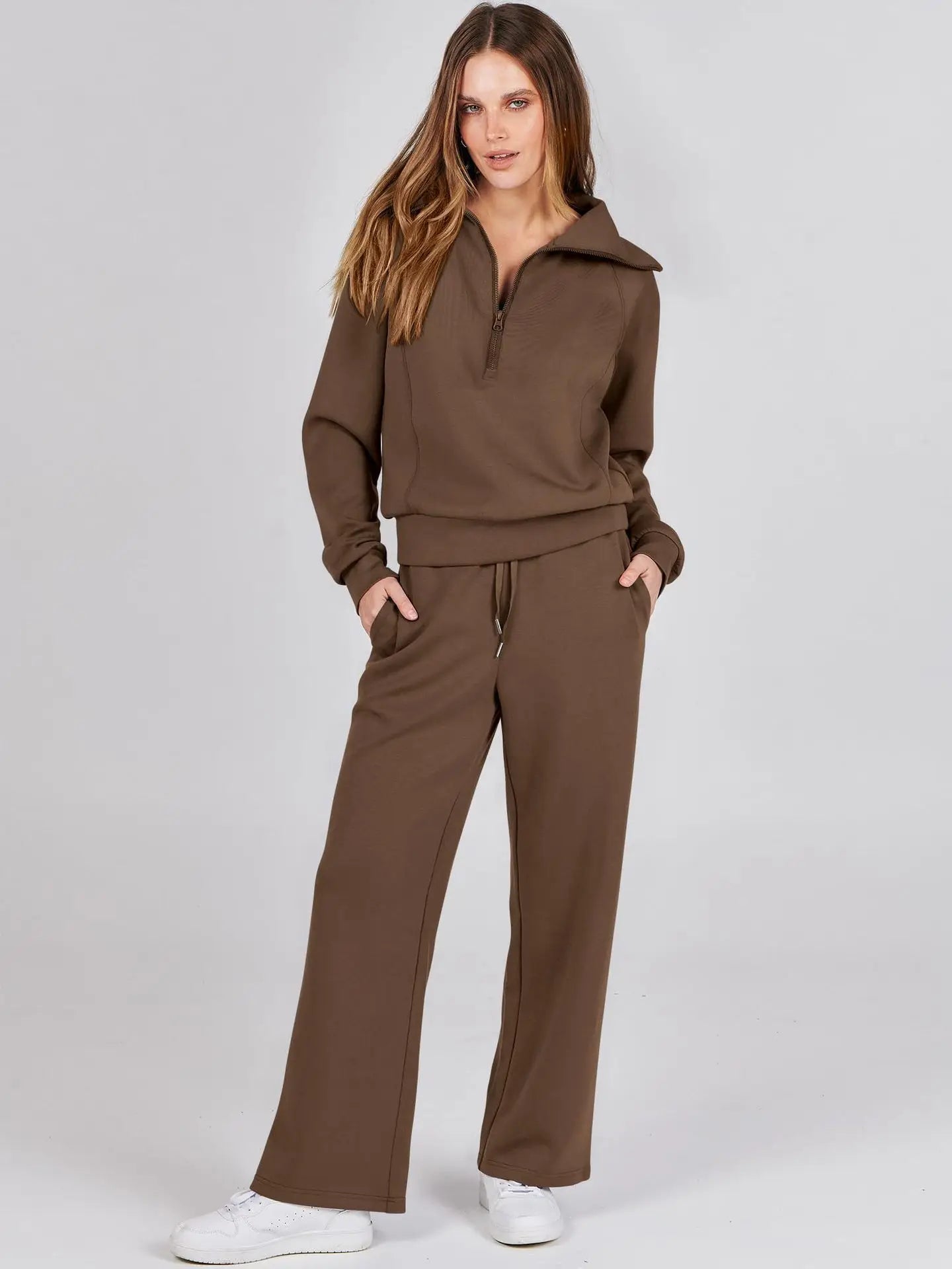 Casual 2-Piece Set Long Sleeve Sweatshirt Bell Bottoms Sports Suit