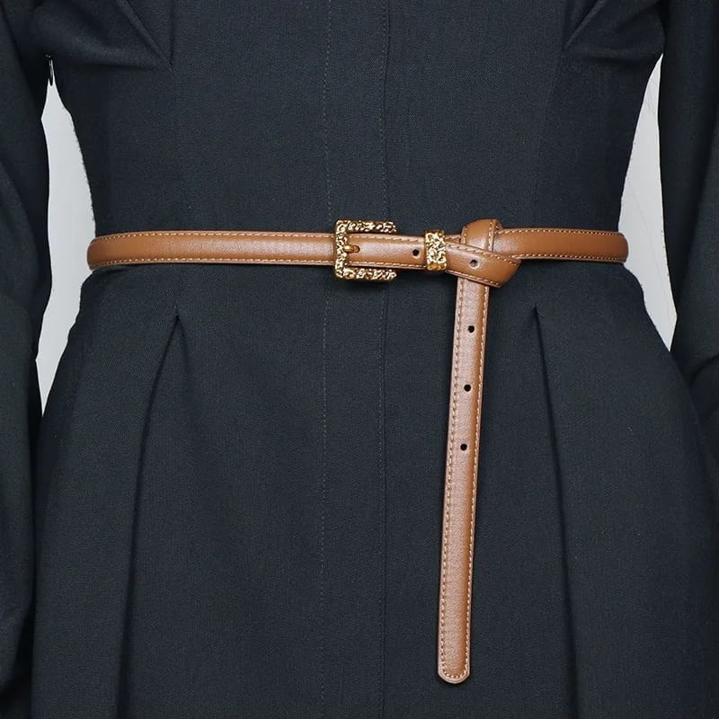 Retro Gold Women Belt Genuine Leather