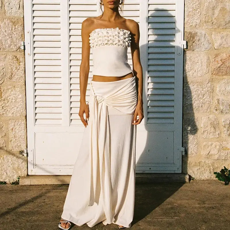 Lace High Street Half Dress Floral Camisole&Wrap Hips Skirts Sets