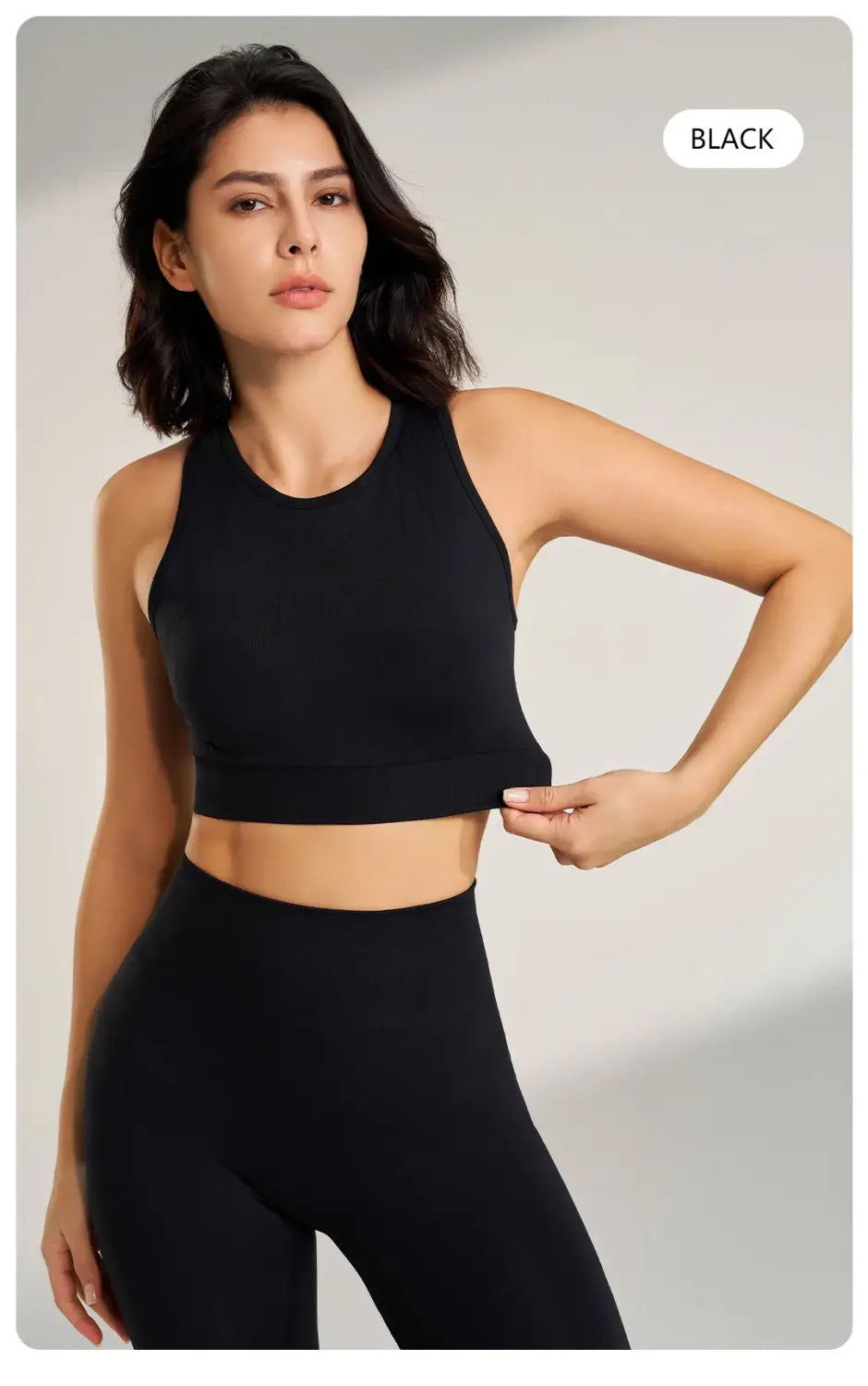 Women’s Yoga Suit Solid Color Sportswear Tight Top Leggings Tank Long Pants Set