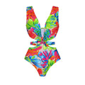 Women's Colorful Print Deep V One Piece Bikini Set - Norellé