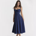 Summer Spaghetti Strap Midi Dress Elegant Long Lace Up - Norellé