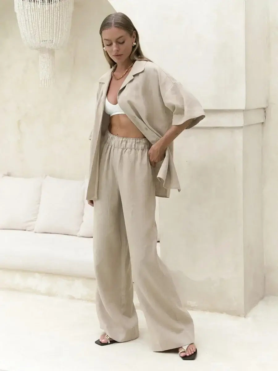 Cotton Short Sleeved Pants 2-piece Set Women’s