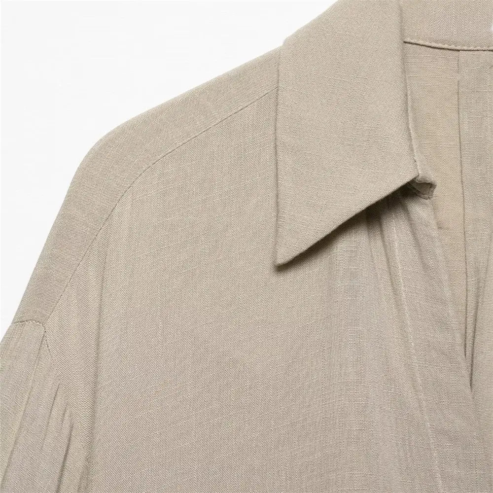 Women’s Loose Long Sleeve Collar Casual Shirt Pants Set