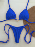 New Solid Color White Bikini Women suit Low Waist Lace-up Fashionable - Norellé