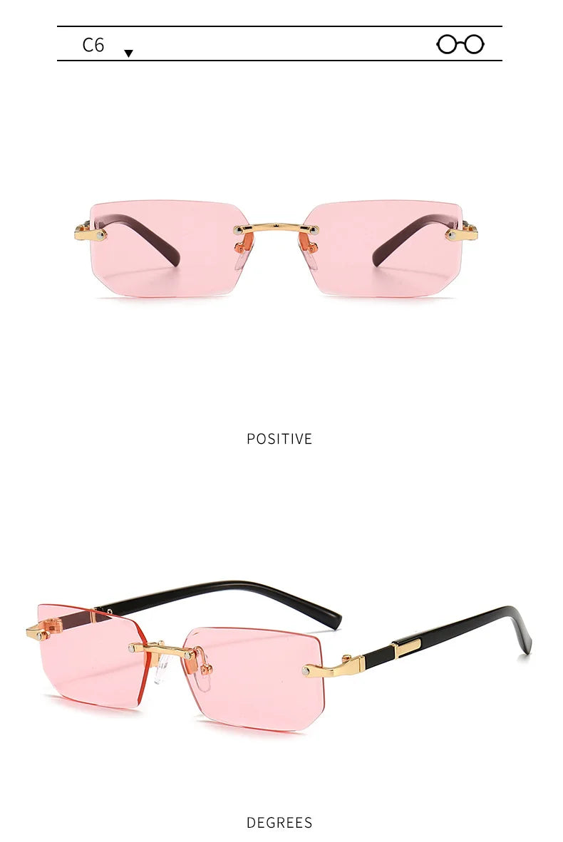 Rimless Sunglasses Rectangle Women