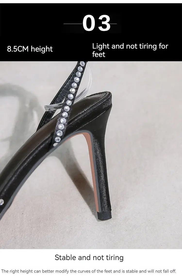 Women’s High-heeled Sandals with Rhinestones