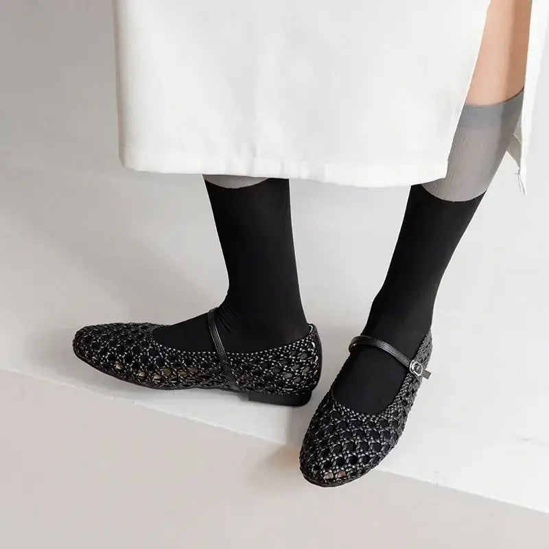 Brown Hollow Out Design Women Flats