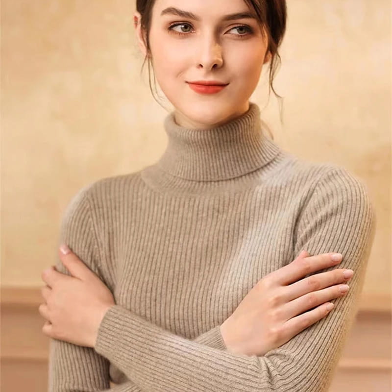 Turtleneck Jumper Woman Knitted Blouse