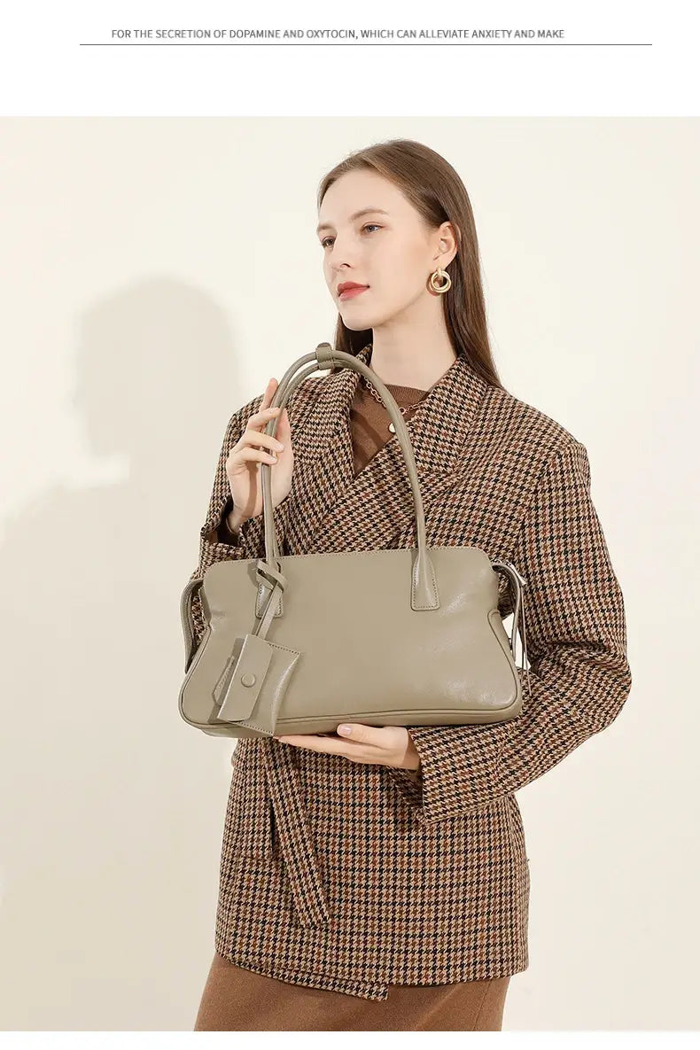 3 Layers Genuine Leather Large Underarm Shoulder Bags For Women