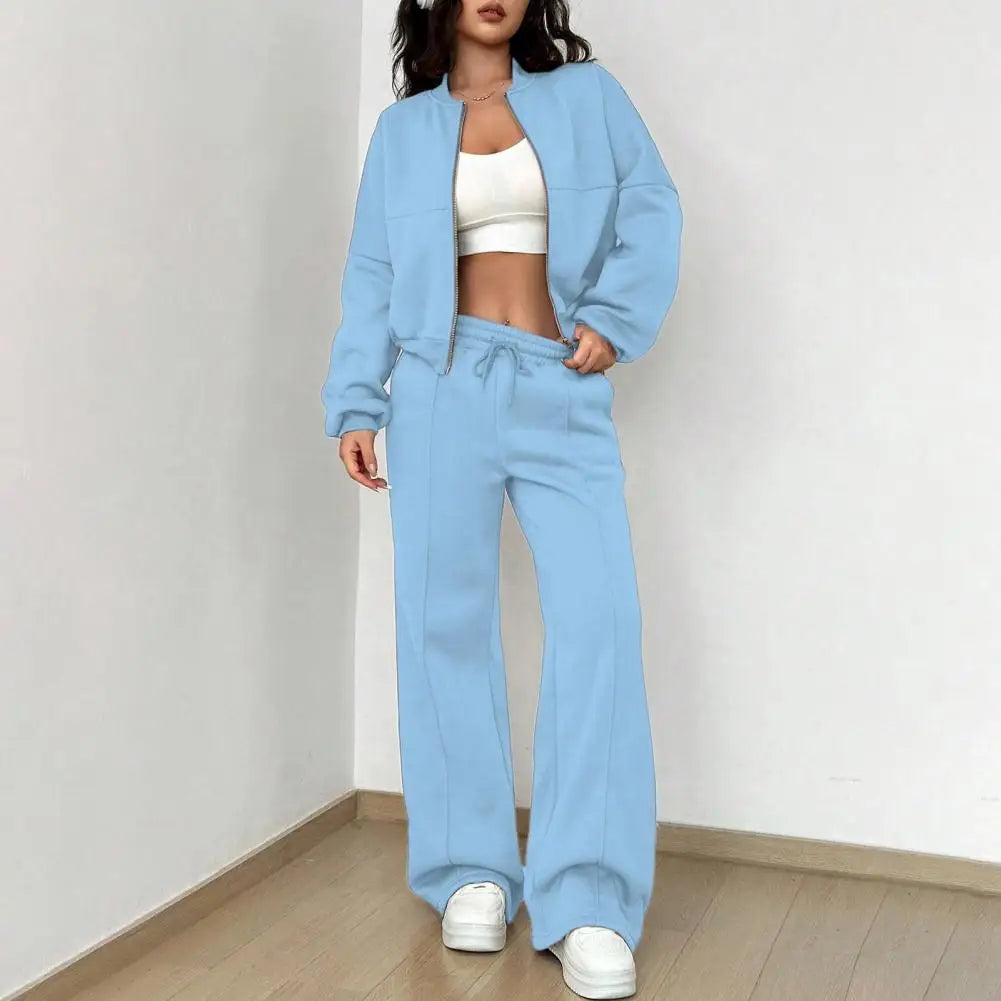 2 Pcs Zipper Cardigan Sets To Dress Woman Tracksuit Suits
