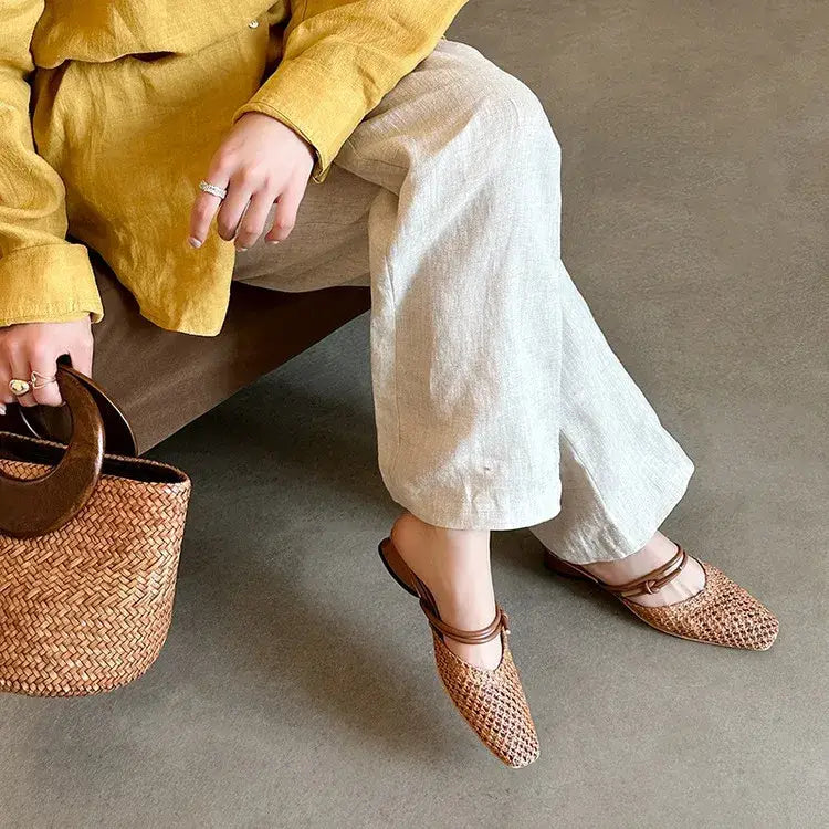 Vintage Woven 1 Slip-on Toe Half Slippers Women’s