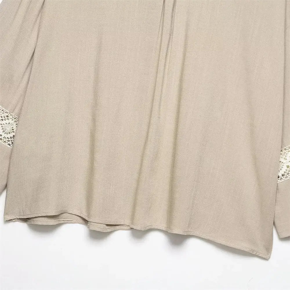 Women’s Loose Long Sleeve Collar Casual Shirt Pants Set