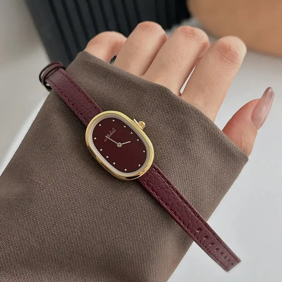 Genuine Leather Women’s Red Retro Watch