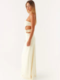Hollow Out Off-shoulder Maxi Dress Women Fashion Metal Flower Strapless Sleeveless Backless - Norellé