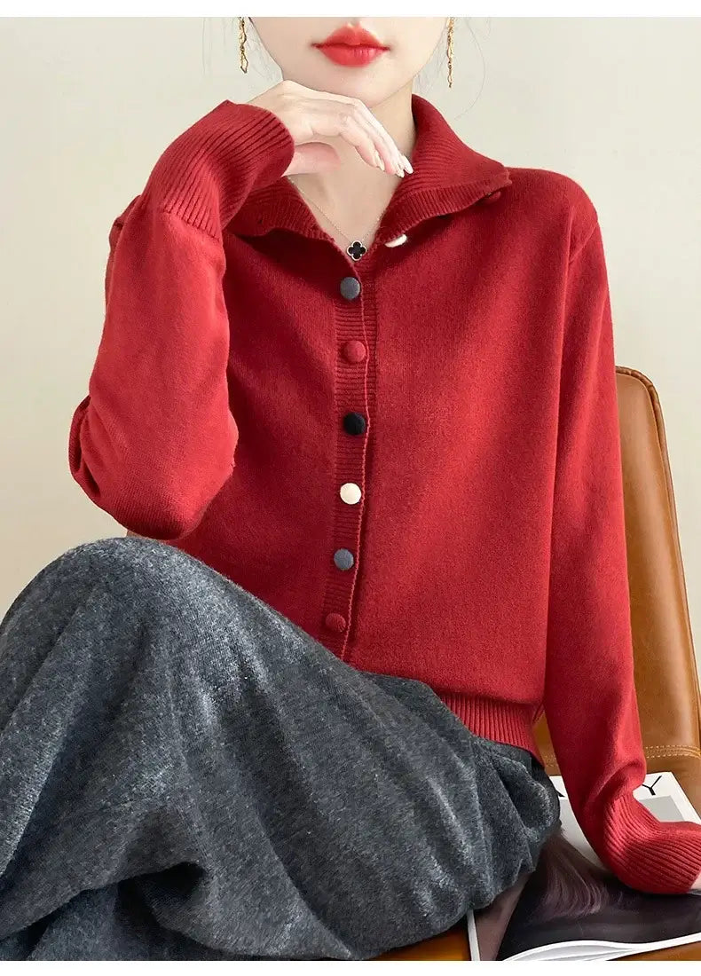 High Neck Knitted Sweater Cardigan Women’s