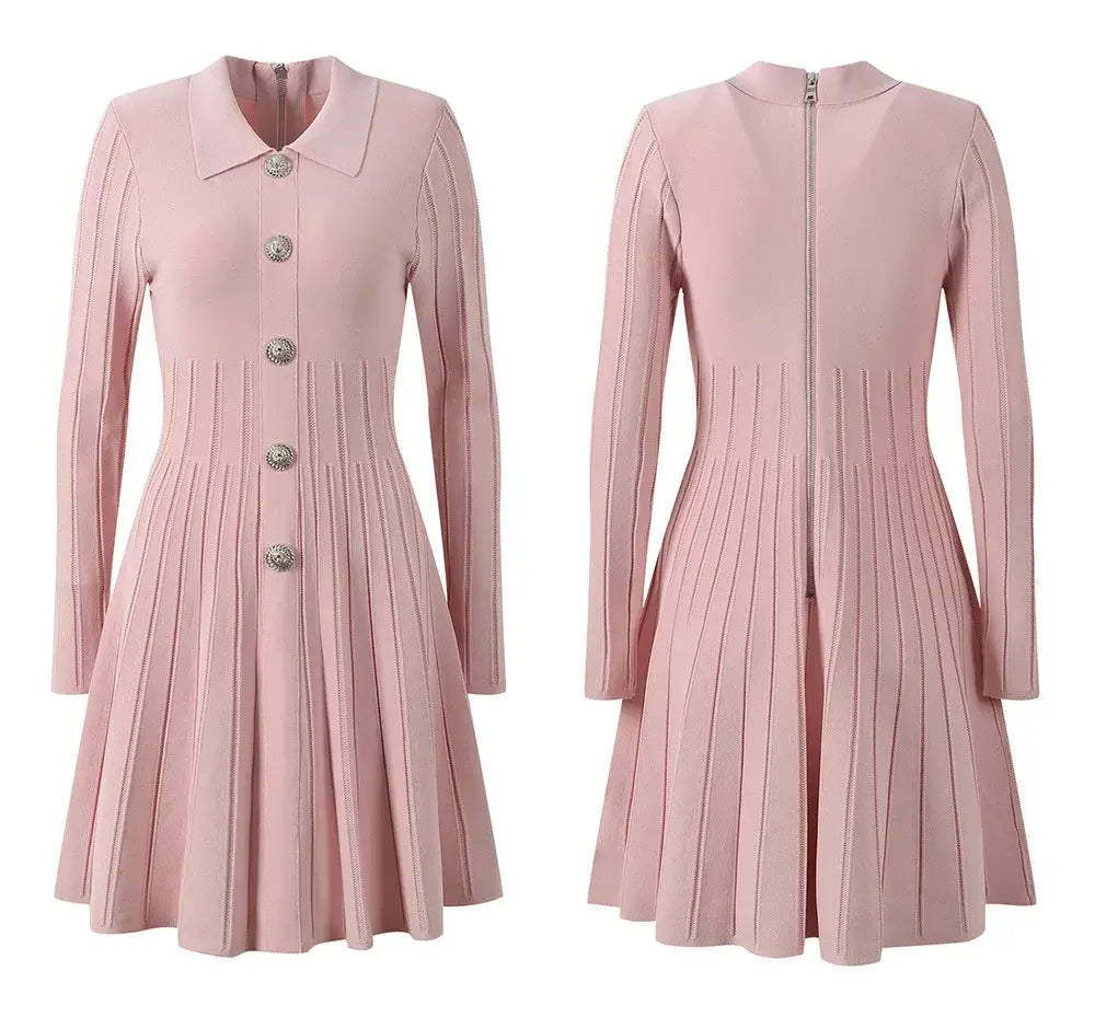 Women’s Lapel Beaded Button Short-sleeved Jumpsuit