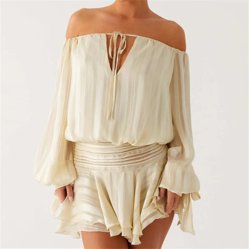 Off Shoulder Ruffle Mini Dress Women