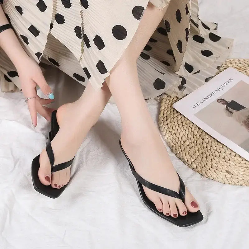 Square Toe Clip Sandals for Women