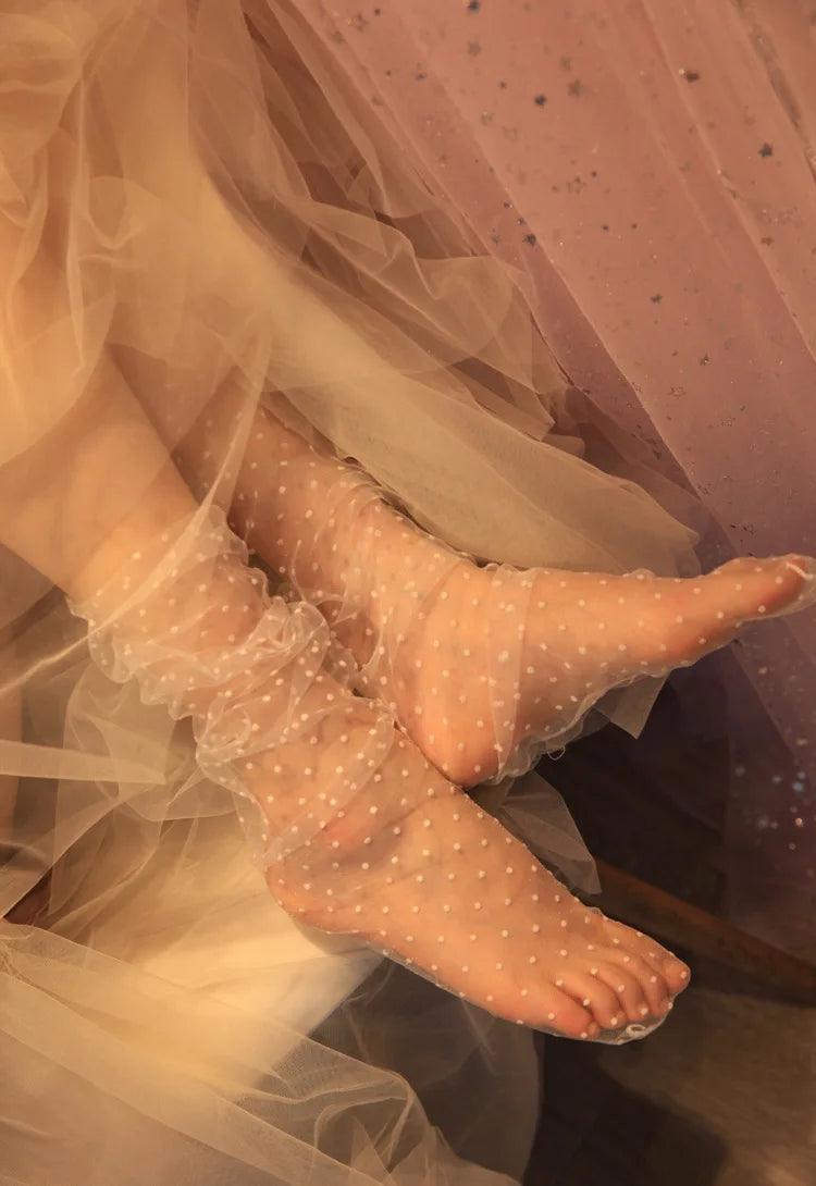 Dot Lace Socks Women Transparent Mesh Ankle