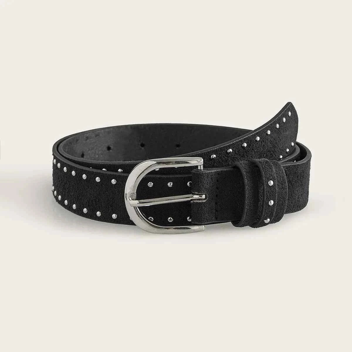 Women Color Suede With Rivets Belt