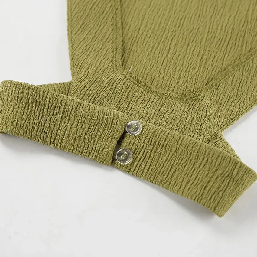 Hanging Green Pants Set Sleeveless Backless Two-piece