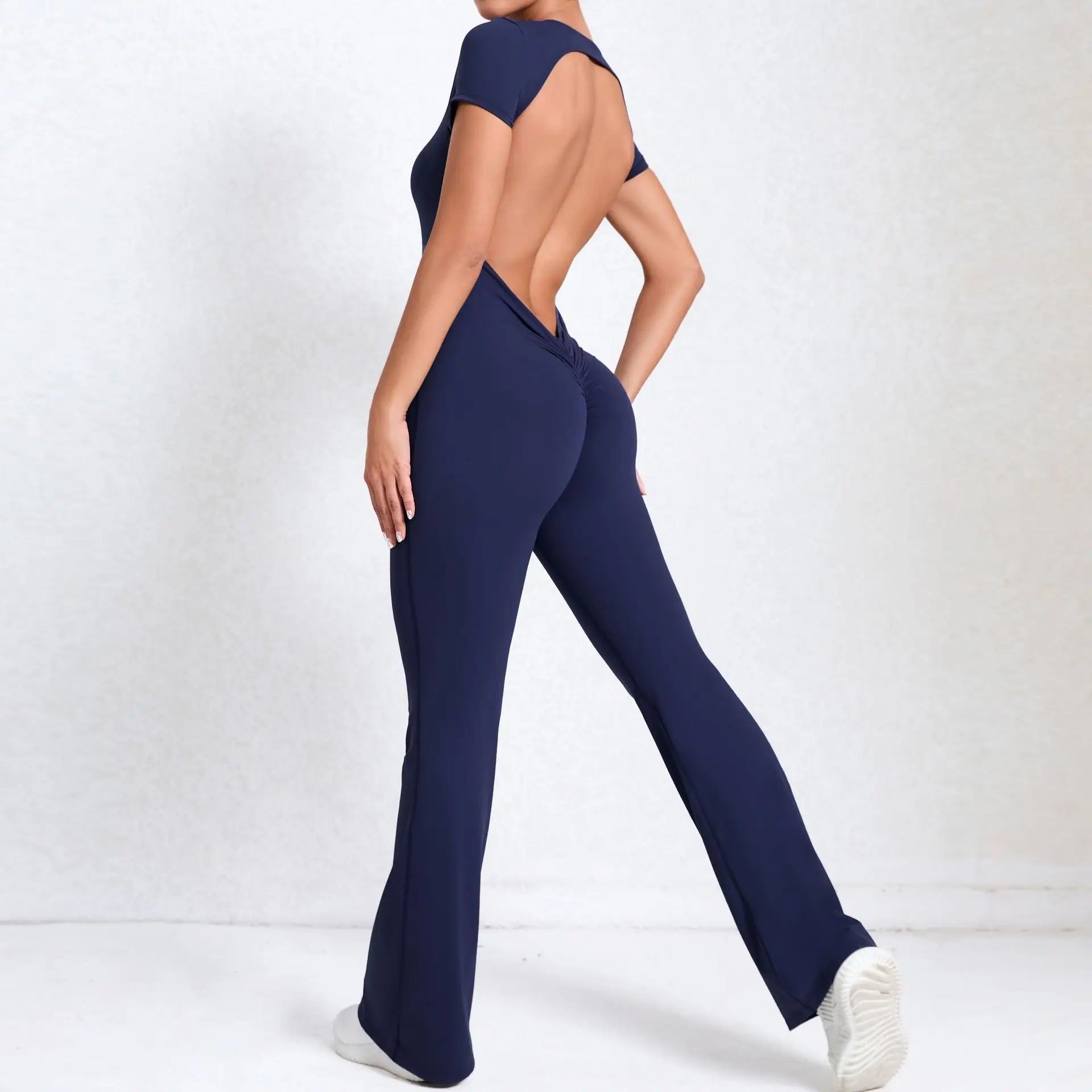 Women Sports Flared Pants Fitness Rompers Stretch Workout Bodysuits Jumpsuit