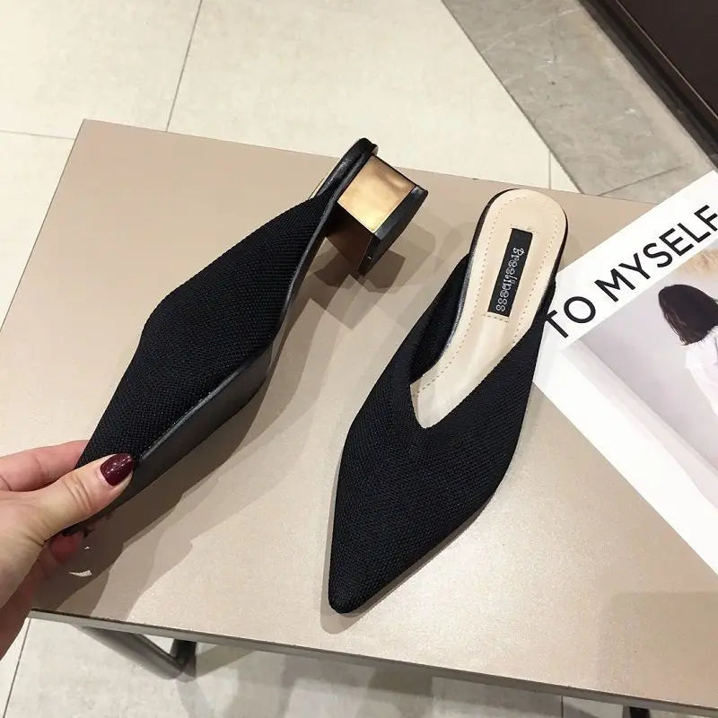 Pointed Toe With Heel Woman Slippers Shoes for Women