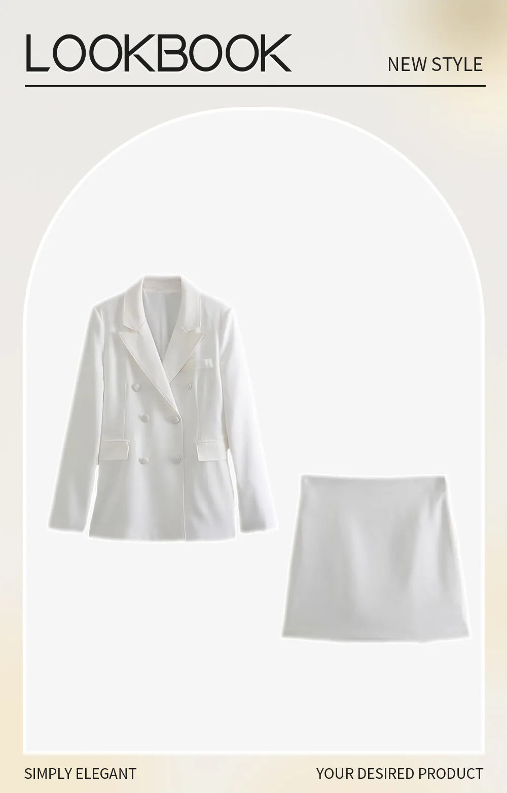 Women’s Casual Double breasted Slim Fit Suit Coat High Waist Mini Skirt