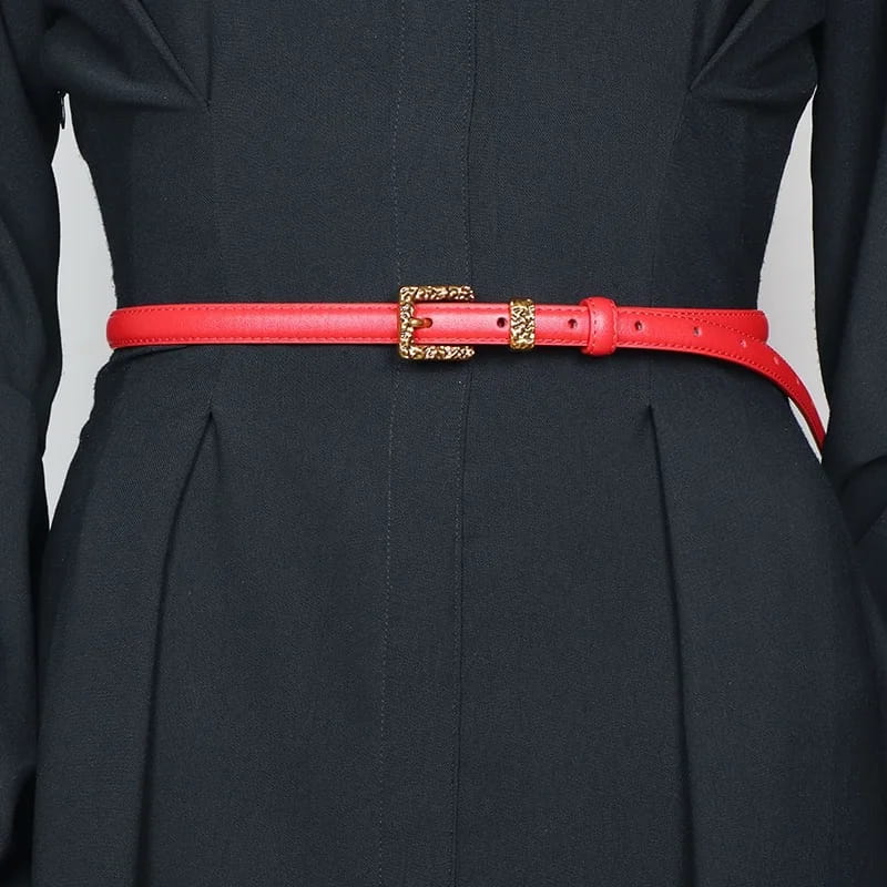 Retro Gold Women Belt Genuine Leather