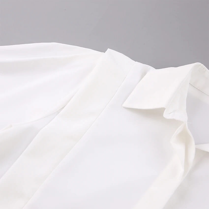 Elegant Cotton Lapel White Shirts Female