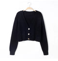 V Neck Cropped Cardigan Women Long Sleeve Twist Knitted Sweater Coats - Norellé