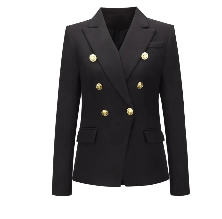 Casual Long Sleeve Turn-down Collar Double Breasted Jacket For Women