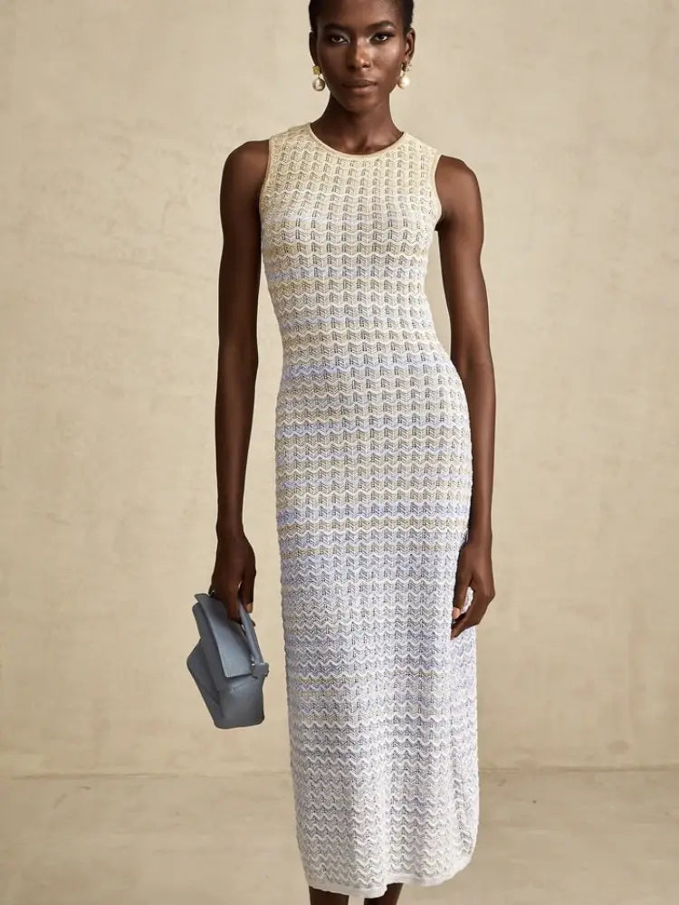 Women Knitted Dress Slim Sleeveless