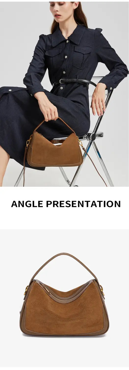 Women’s Suede Genuine Leather Crossbody Bag