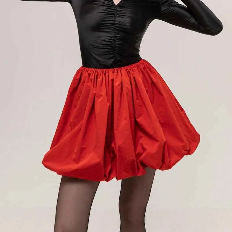 Vintage Loose Fitting Elastic Waist Short Skirt