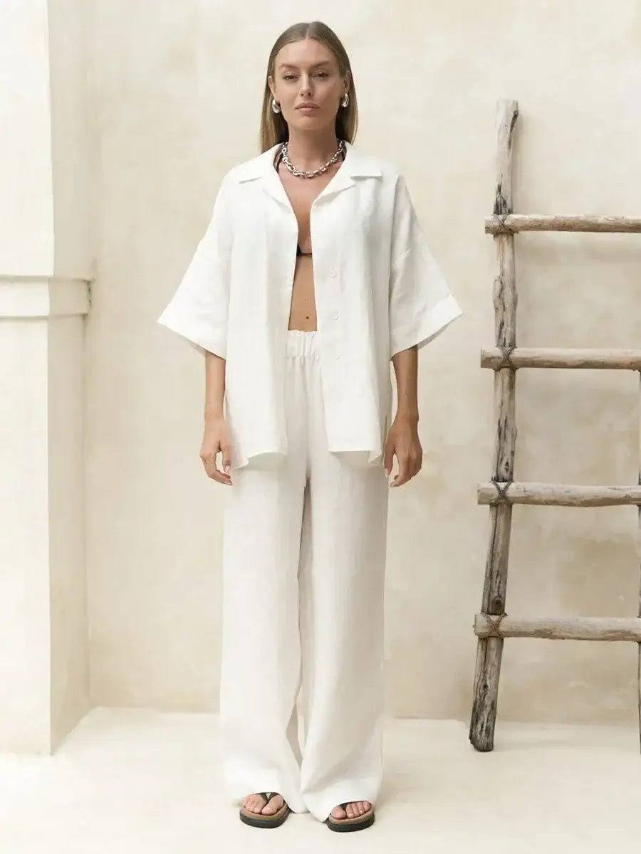 Cotton Short Sleeved Pants 2-piece Set Women’s