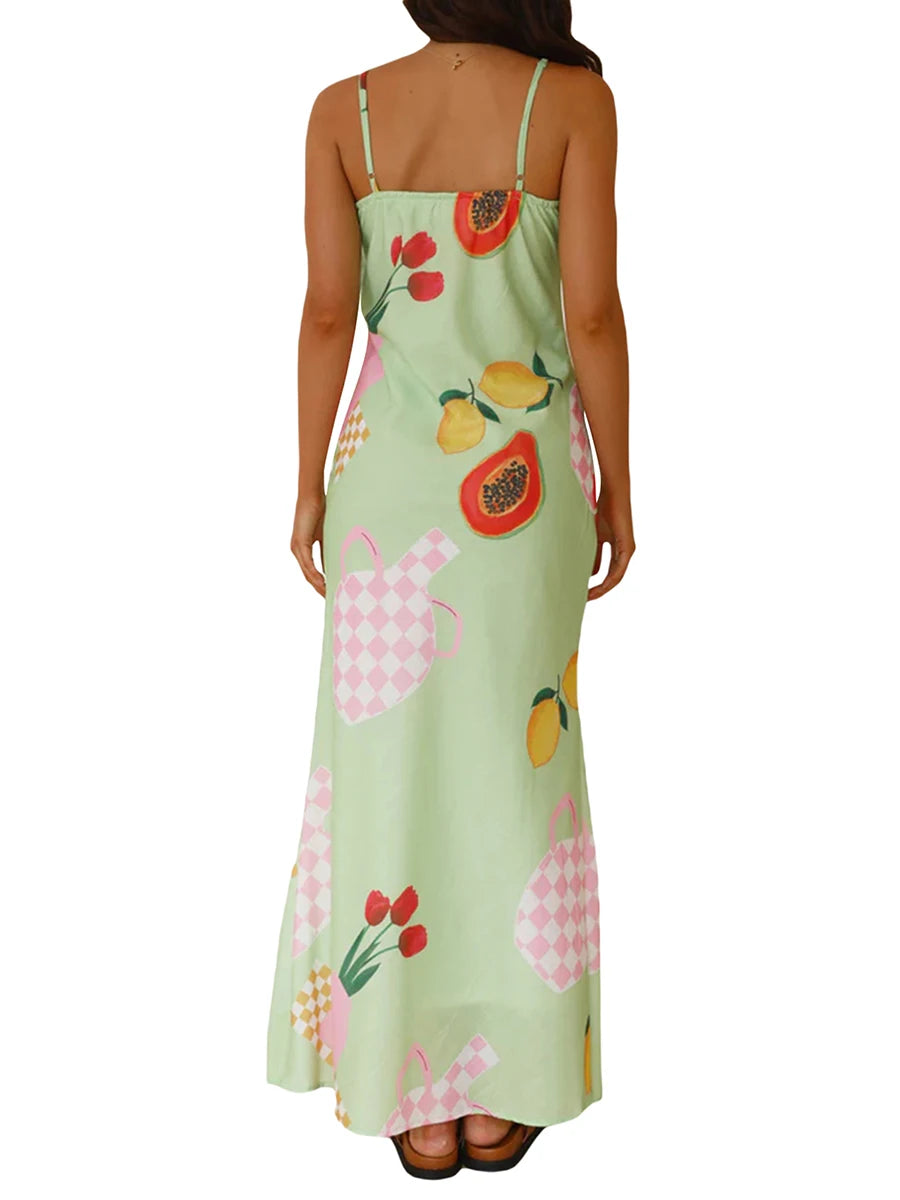 Women Slip Dress Sleeveless Spaghetti Straps V-neck