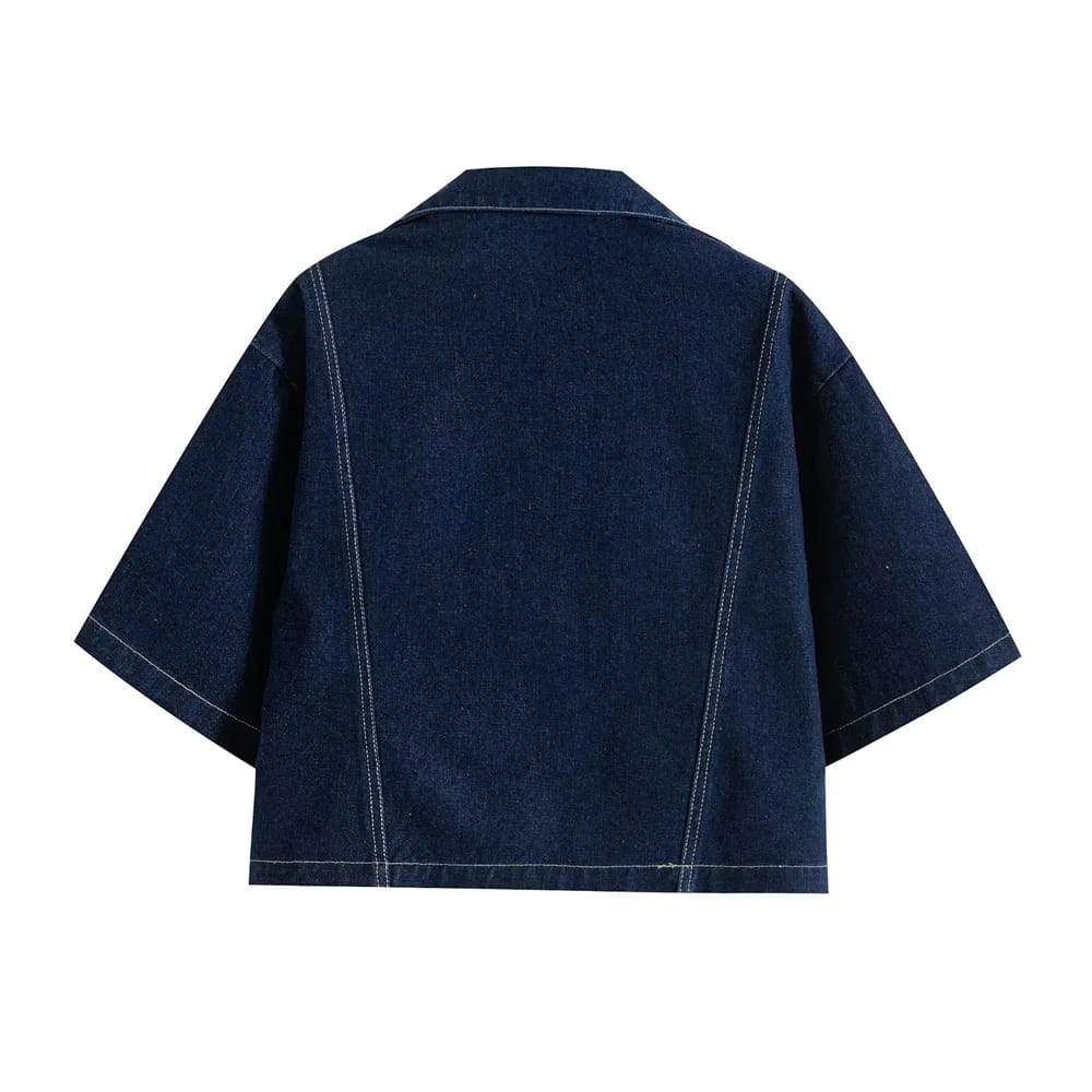 Women’s Fashion Cropped Denim Shirt