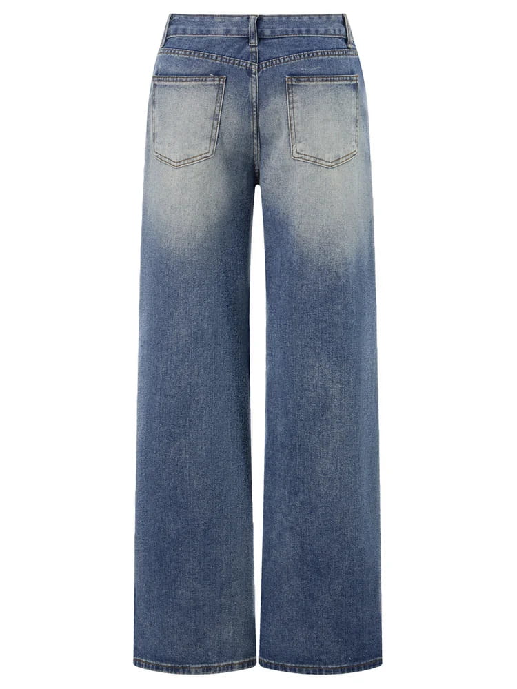 Women Wide Leg Boyfriend Jeans