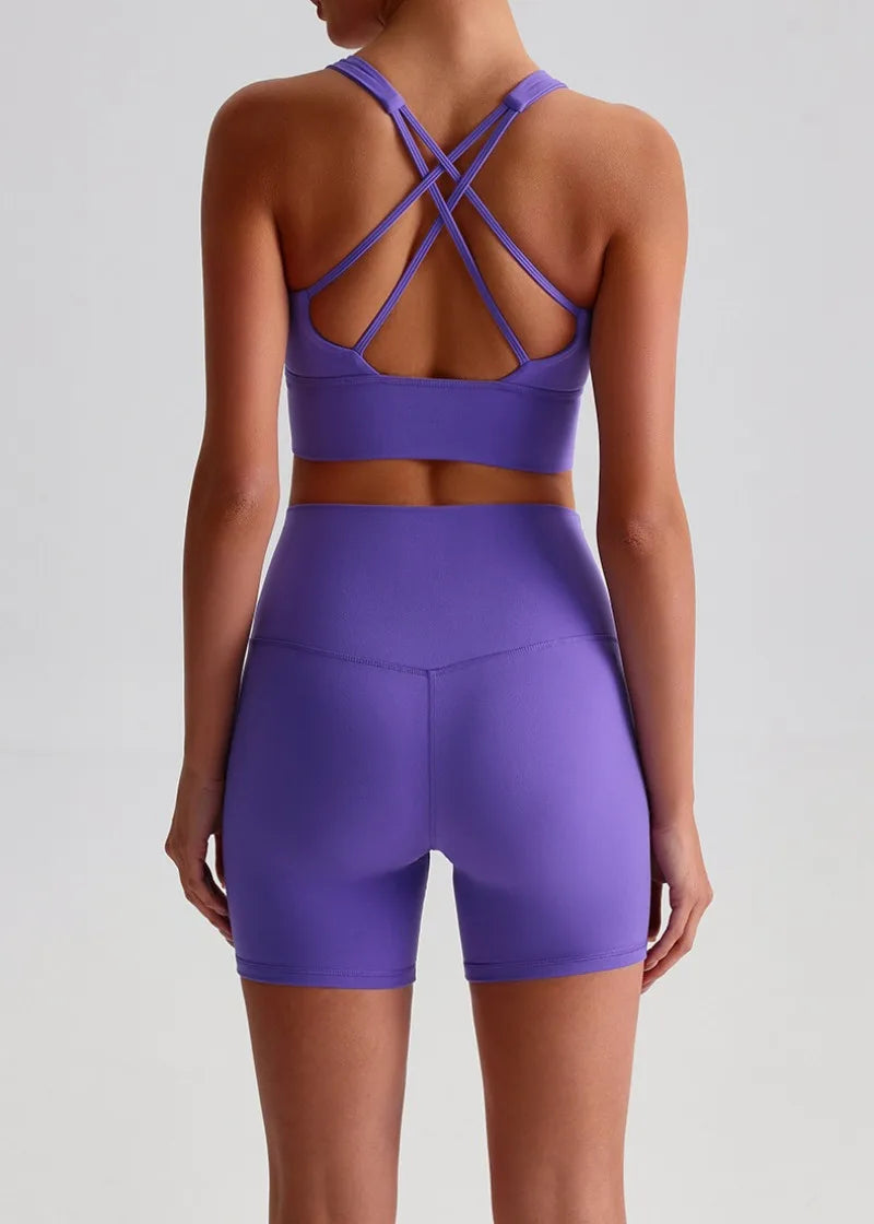 Women’s Seamless Yoga Set - Quick-Dry Naked Feel Backless Bra Booty-Lifting Shorts