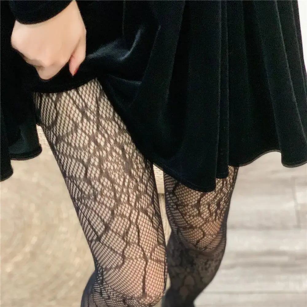 Thin Pantyhose Dark Hollowed Out Fishnet Stockings Women