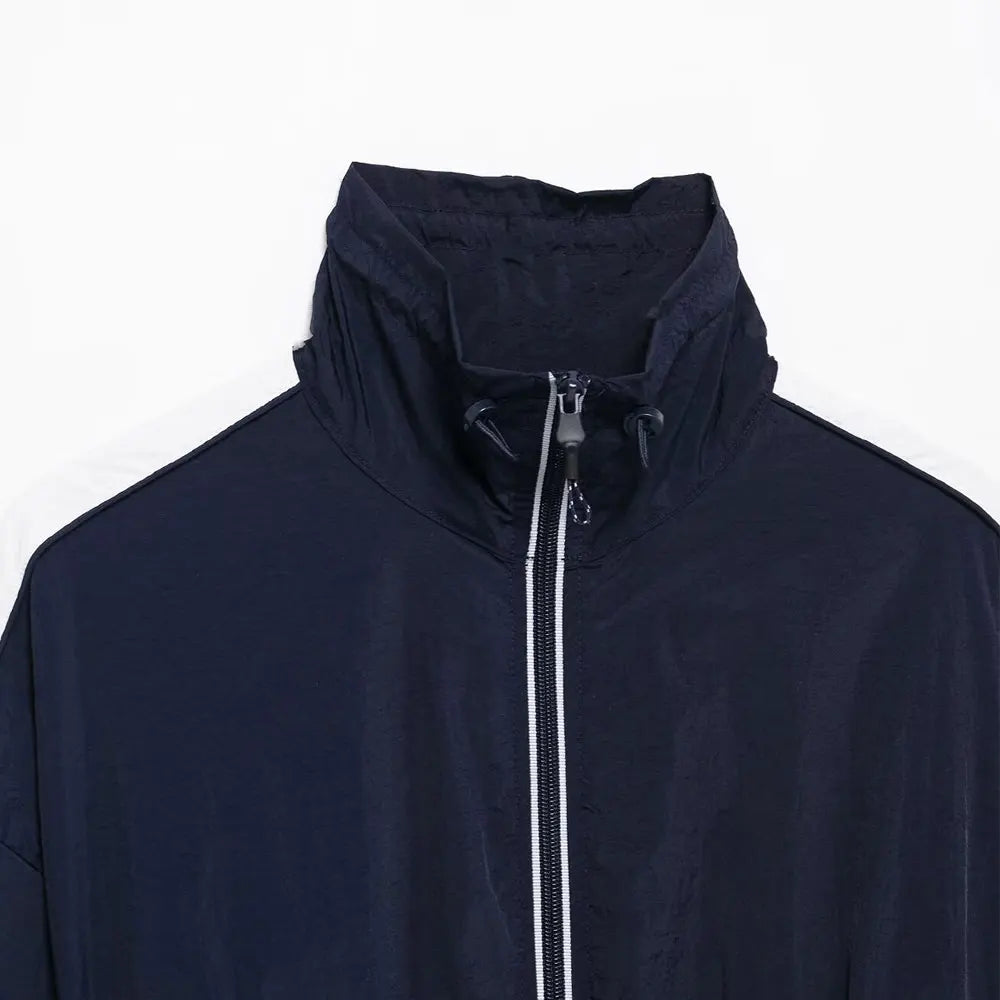 Women Fashion With Side Stripes Cropped Jacket Coat And High Waist Elastic Drawstring Skort