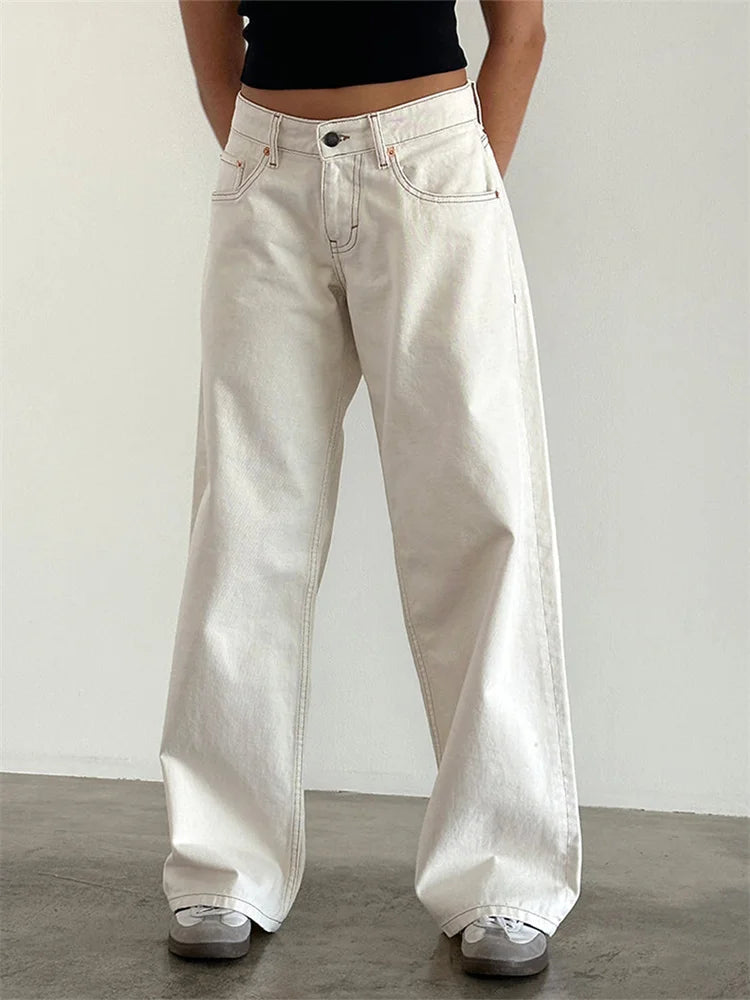 Women Wide Leg Boyfriend Jeans