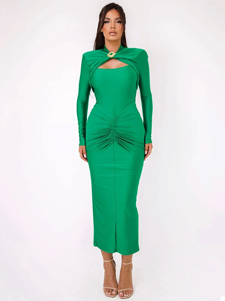 Hollow Out Long Sleeve Sexy Maxi Dress For Women Gown Autumn - Norellé
