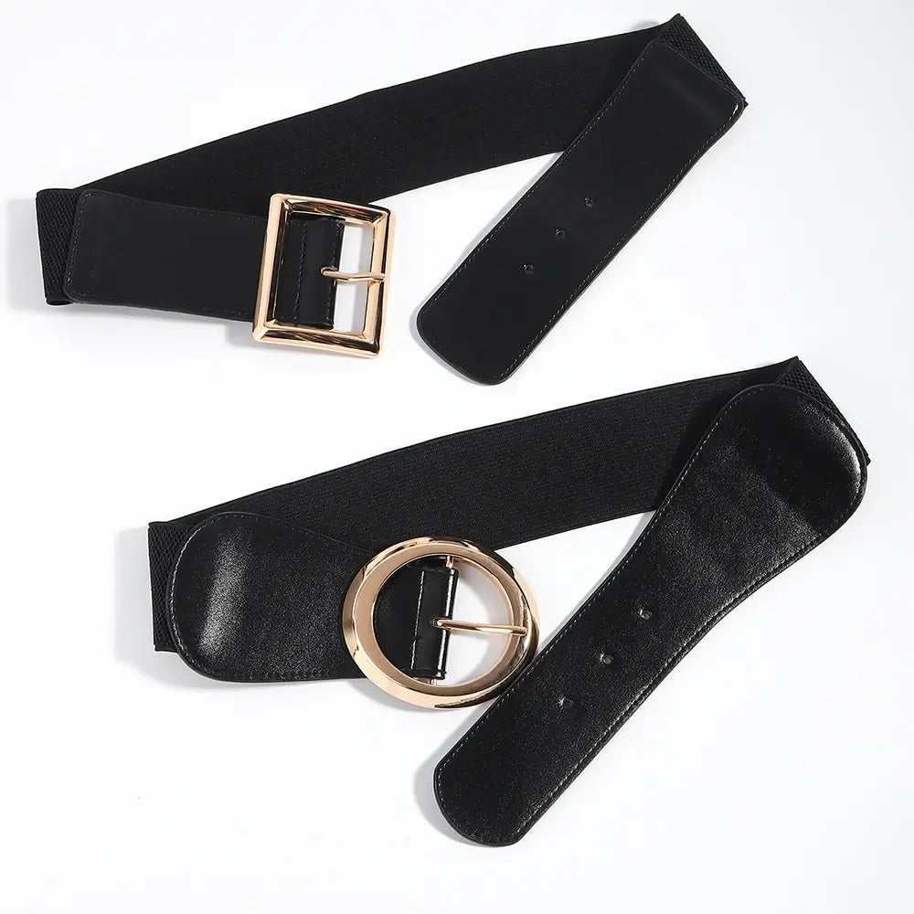 Simple Metal Pin Buckle Elastic Waist Belt