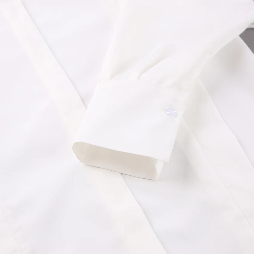 Elegant Cotton Lapel White Shirts Female